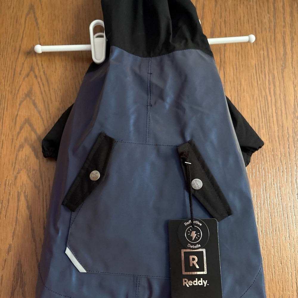 Reddy Reflective Blue and Black Dog Rain Jacket size small